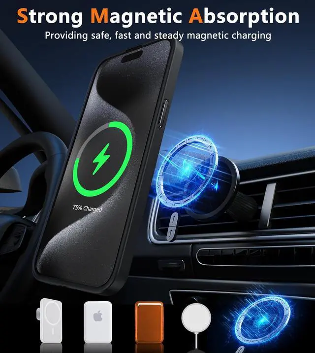 Alt view image 4 of 7 - for iPhone 15 Pro-Max Case: Strong Magnetic Phone Case with Screen Protector | Camera Protector Translucent Matte Slim Shockproof Military-Grade Drop Protection Phone Cover (Black)