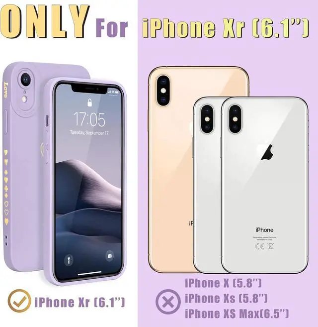 Alt view image 2 of 7 - Teageo Compatible with iPhone Xr Case 6.1 inch for Women Girls, Cute Luxury Love Heart [Soft Anti-Scratch Full Camera Lens Protective Cover] Silicone Girly ShockProof Phone Case for iPhone Xr-Purple