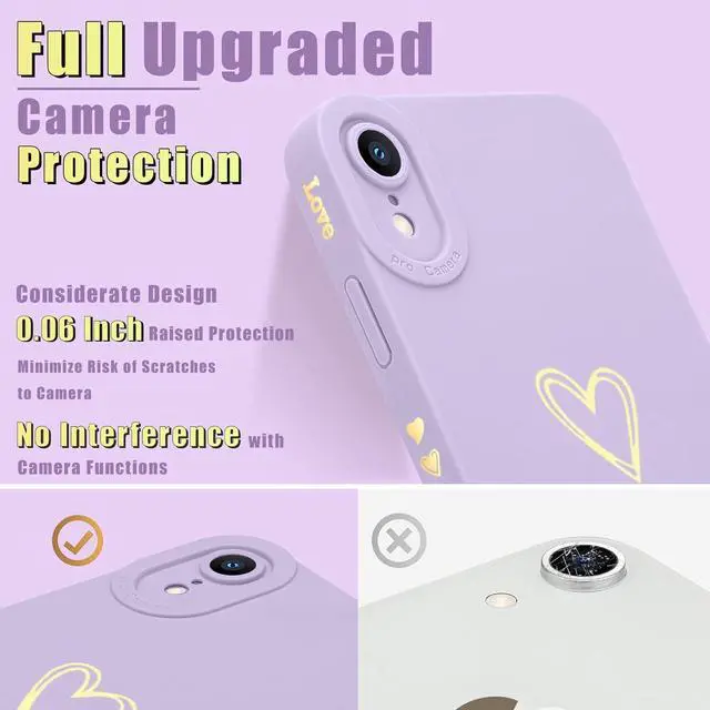 Alt view image 4 of 7 - Teageo Compatible with iPhone Xr Case 6.1 inch for Women Girls, Cute Luxury Love Heart [Soft Anti-Scratch Full Camera Lens Protective Cover] Silicone Girly ShockProof Phone Case for iPhone Xr-Purple