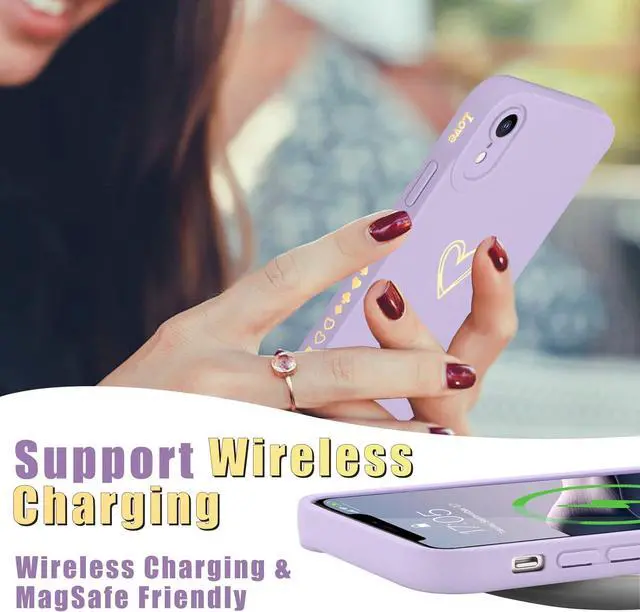Alt view image 7 of 7 - Teageo Compatible with iPhone Xr Case 6.1 inch for Women Girls, Cute Luxury Love Heart [Soft Anti-Scratch Full Camera Lens Protective Cover] Silicone Girly ShockProof Phone Case for iPhone Xr-Purple