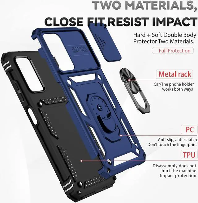 Alt view image 5 of 7 - for Samsung Galaxy A03S Phone Case,Galaxy A03S Phone Case,with Screen Protectors and Camera Cover,[Military Grade] 16ft.Drop Tested Cover with Magnetic Kickstand Protective Case for A03S, TC-Blue