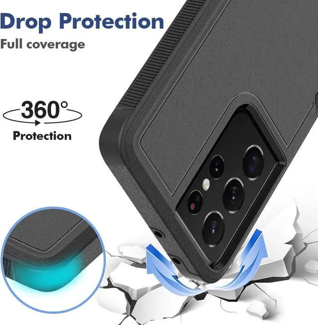 Alt view image 3 of 7 - for Samsung Galaxy S24 Ultra Case: Dual Layer Protective Heavy Duty Cell Phone Cover Shockproof Rugged with Screen Protector - Military Protection Bumper Tough - Samsung Galaxy S24 Ultra 2024, Black