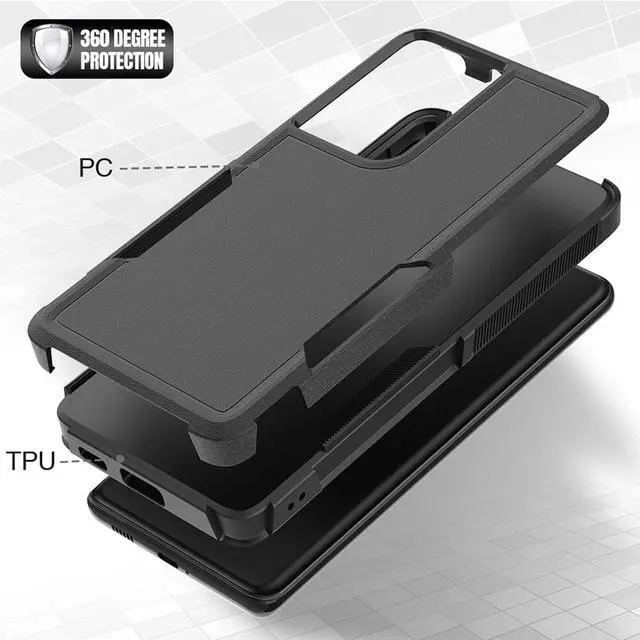 Alt view image 4 of 7 - for Samsung Galaxy S24 Ultra Case: Dual Layer Protective Heavy Duty Cell Phone Cover Shockproof Rugged with Screen Protector - Military Protection Bumper Tough - Samsung Galaxy S24 Ultra 2024, Black