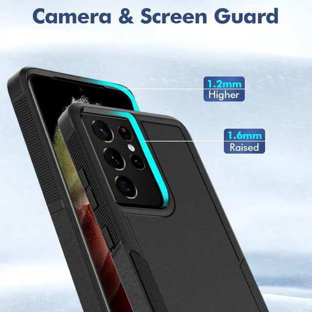 Alt view image 5 of 7 - for Samsung Galaxy S24 Ultra Case: Dual Layer Protective Heavy Duty Cell Phone Cover Shockproof Rugged with Screen Protector - Military Protection Bumper Tough - Samsung Galaxy S24 Ultra 2024, Black