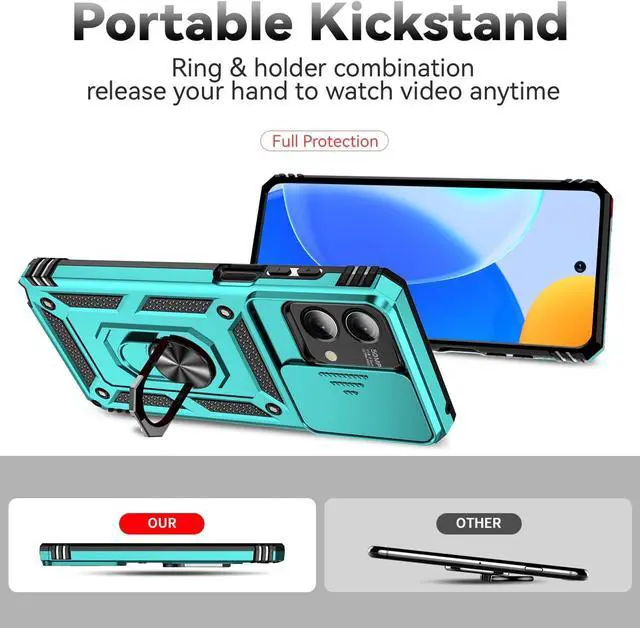 Alt view image 7 of 7 - Cellular Phone Case for Motorola Moto G Stylus 5G 2023, Mint w/ Slide Camera 2nd gen. Military Grade, HD Screen Protector, Magnetic Ring Holder Kickstand, Protective Phone Case