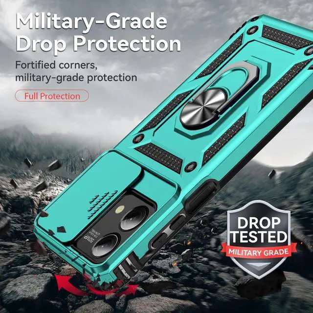 Alt view image 5 of 7 - Cellular Phone Case for Motorola Moto G Stylus 5G 2023, Mint w/ Slide Camera 2nd gen. Military Grade, HD Screen Protector, Magnetic Ring Holder Kickstand, Protective Phone Case