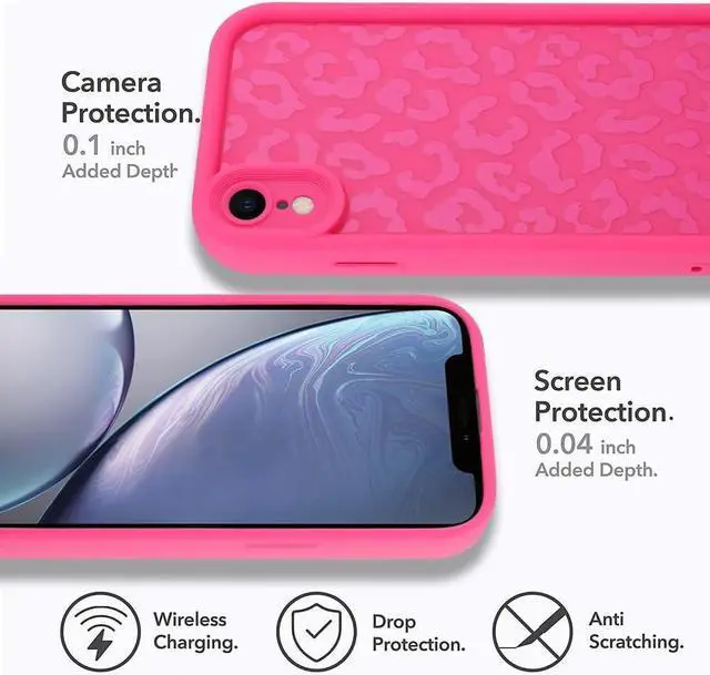 Alt view image 5 of 7 - MOWIME Compatible with iPhone XR Case, Cheetah Print Shockproof Soft TPU Protective Case for Women Girls, Slim Anti Scratch Leopard Case for iPhone XR 6.1 Inch, Hot Pink