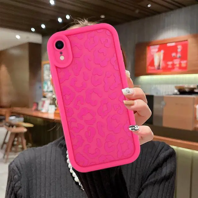 Alt view image 6 of 7 - MOWIME Compatible with iPhone XR Case, Cheetah Print Shockproof Soft TPU Protective Case for Women Girls, Slim Anti Scratch Leopard Case for iPhone XR 6.1 Inch, Hot Pink