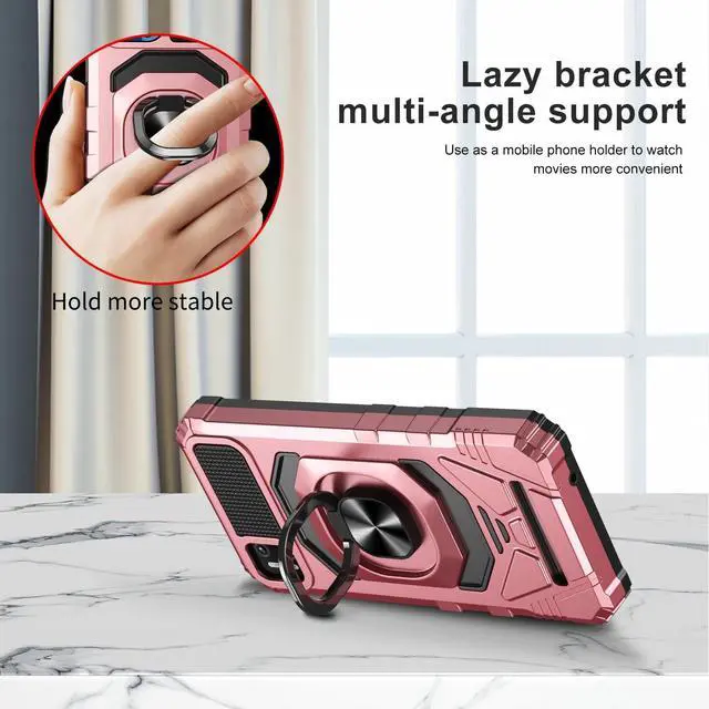 Alt view image 5 of 7 - for Cloud Mobile Stratus C7 Phone Case with Tempered Glass Screen Protector,Military Grade Heavy Duty Shockproof Protective Cover,with Ring Kickstand for Cloud Stratus C7 (Pink)