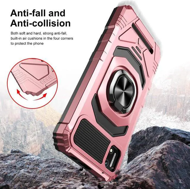 Alt view image 4 of 7 - for Cloud Mobile Stratus C7 Phone Case with Tempered Glass Screen Protector,Military Grade Heavy Duty Shockproof Protective Cover,with Ring Kickstand for Cloud Stratus C7 (Pink)