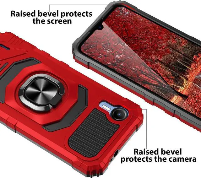 Alt view image 6 of 6 - TJS Compatible for Cricket Debut S2 Case, AT&T Calypso 4 Case, Metal Ring Magnetic Support Kickstand Heavy Duty Drop Protection Cover Phone Case (Green)