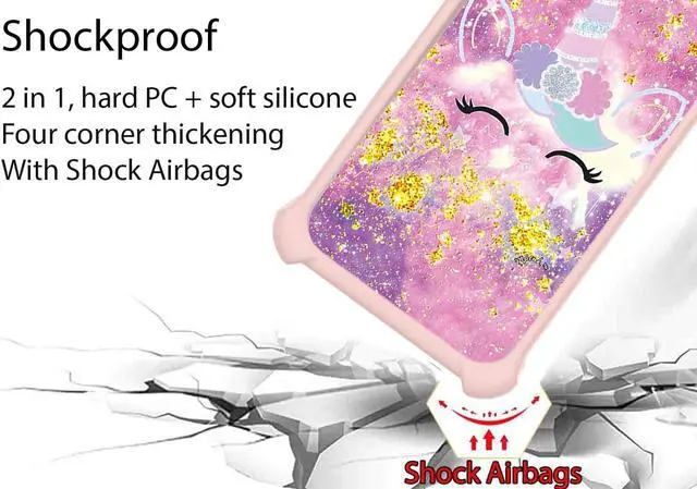 Alt view image 2 of 6 - jioeuinly Celero 5G SC 2024 Case Compatible for Boost Mobile Celero5G SC Phone Case Cover [with Tempered Glass Screen Protector][PC + Silicone] [Gold Glitter+Luminous] JSF-DJS