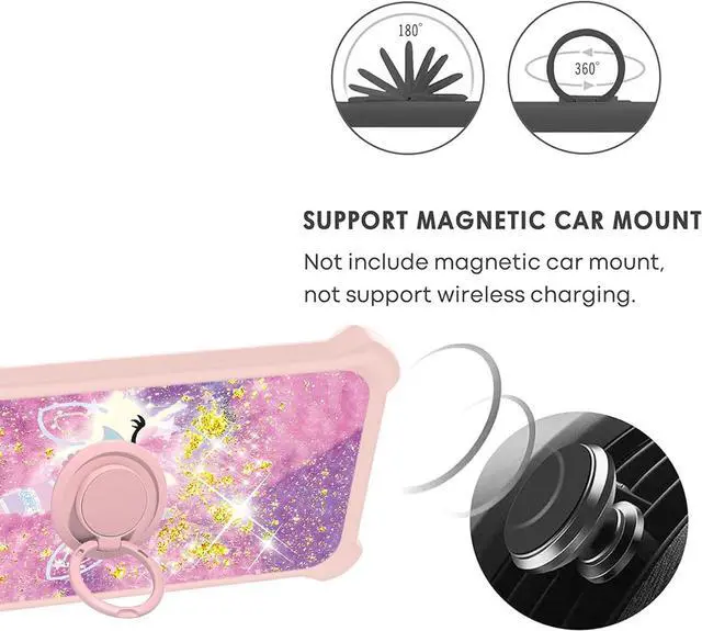 Alt view image 4 of 6 - jioeuinly Celero 5G SC 2024 Case Compatible for Boost Mobile Celero5G SC Phone Case Cover [with Tempered Glass Screen Protector][PC + Silicone] [Gold Glitter+Luminous] JSF-DJS