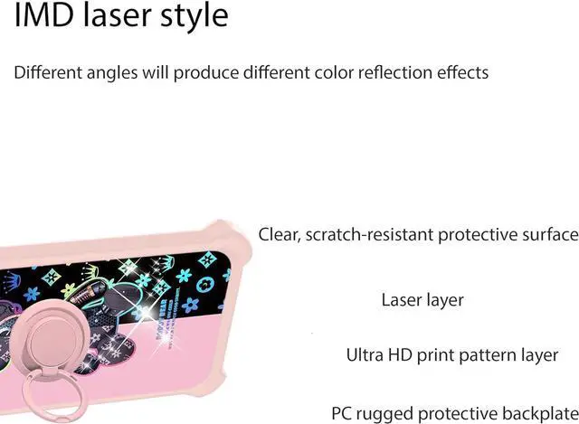 Alt view image 3 of 6 - jioeuinly Cricket Debut S2 Case Compatible with AT&T Calypso 4 Phone Case U380AC U380AA Cover [with Tempered Glass Screen Protector][Ring Support][Colorful Reflect Light] IMDF-JXX