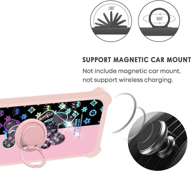 Alt view image 4 of 6 - jioeuinly Cricket Debut S2 Case Compatible with AT&T Calypso 4 Phone Case U380AC U380AA Cover [with Tempered Glass Screen Protector][Ring Support][Colorful Reflect Light] IMDF-JXX