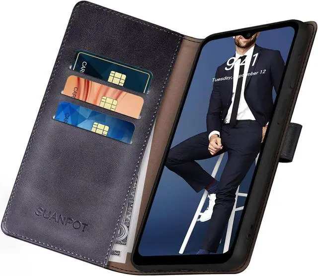 Alt view image 4 of 6 - SUANPOT for Samsung Galaxy A15 5G Wallet case with RFID Blocking Credit Card Holder,Flip Book PU Leather Protective Cover Women Men for Samsung A15 Phone case Black