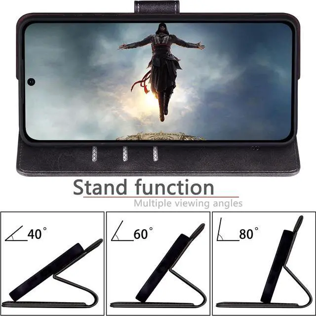 Alt view image 7 of 7 - SUANPOT for Samsung Galaxy S24 5G Wallet case with RFID Blocking Credit Card Holder,Flip Book PU Leather Protective Cover Women Men for Samsung S24 Phone case Black