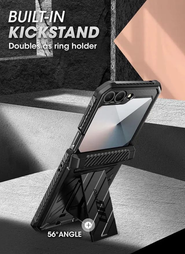 Alt view image 3 of 6 - for Samsung Galaxy Z Flip 6 Case with Stand & Belt-Clip (Unicorn Beetle Pro), [Hinge Protection] [Front Screen Protector] Full Body Rugged Protective Phone Case for Galaxy Z Flip 6/5, Black