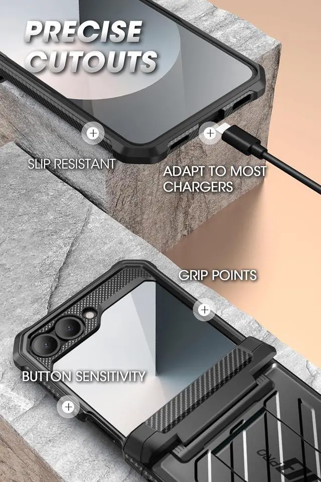 Alt view image 6 of 6 - for Samsung Galaxy Z Flip 6 Case with Stand & Belt-Clip (Unicorn Beetle Pro), [Hinge Protection] [Front Screen Protector] Full Body Rugged Protective Phone Case for Galaxy Z Flip 6/5, Black