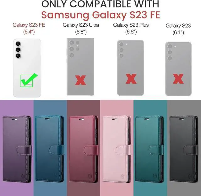 Alt view image 2 of 6 - for Samsung Galaxy S23 FE Wallet Case with RFID Blocking Credit Card Holder, PU Leather Folio Flip Kickstand Protective Shockproof Cover Women Men for Samsung S23 FE Phone case(Blue-Green)