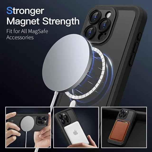 Alt view image 3 of 6 - COOLQO Magnetic for iPhone 13 Pro Case [Compatible with MagSafe] iPhone 13 Pro Magnetic Case, Mil-Grade Drop Protection iPhone 13 Pro Phone Case, Shockproof Protective Cover for iPhone 13 Pro, Black