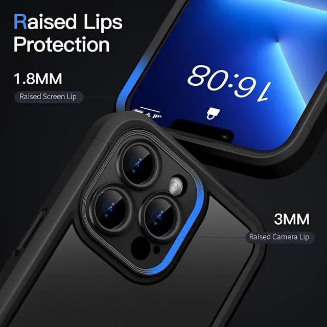 Alt view image 6 of 6 - COOLQO Magnetic for iPhone 13 Pro Case [Compatible with MagSafe] iPhone 13 Pro Magnetic Case, Mil-Grade Drop Protection iPhone 13 Pro Phone Case, Shockproof Protective Cover for iPhone 13 Pro, Black