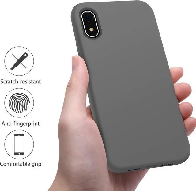 Alt view image 5 of 7 - OTOFLY for iPhone XR Case, [Silky and Soft Touch Series] Premium Soft Silicone Rubber Full-Body Protective Bumper Case Compatible with Apple iPhone XR 6.1 inch (Space Gray)