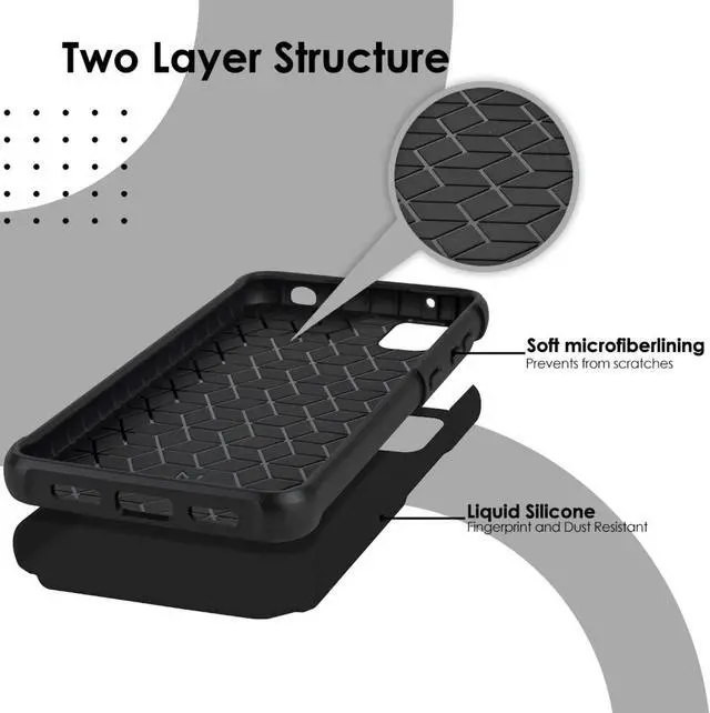 Alt view image 7 of 7 - TJS for Alcatel TCL 30 Z T602DL Case, TCL 30 LE Case, with Tempered Glass Screen Protector, Dual Layer Hybrid Shockproof Drop Protection Impact Phone Case Cover for TCL 30Z / TCL 30LE (Black)