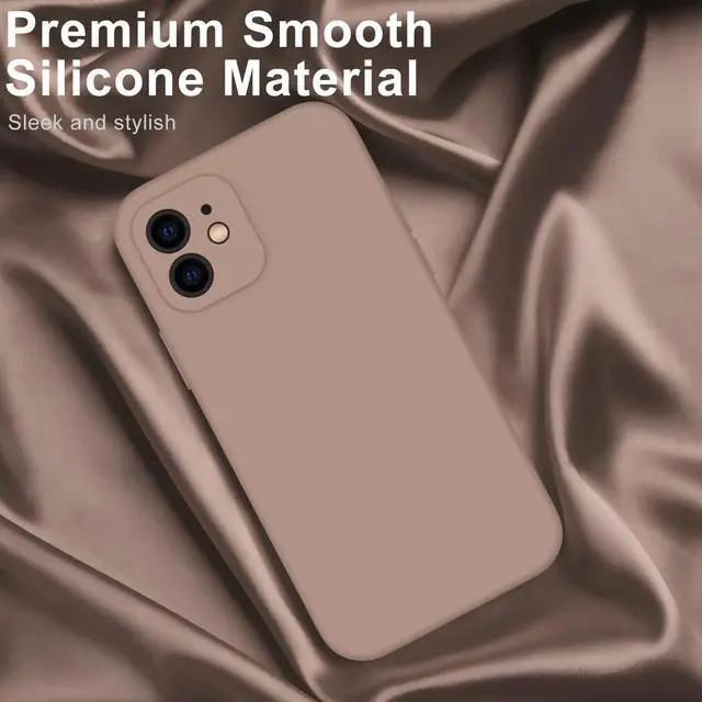 Alt view image 3 of 7 - Compatible with iPhone 12 Case with Screen Protector,Enhance Camera Protection,Soft Flexible Silicone Gel Rubber Bumper Cover,Slim Fit Protective Phone Case 6.1" for Women Girls Light Brown
