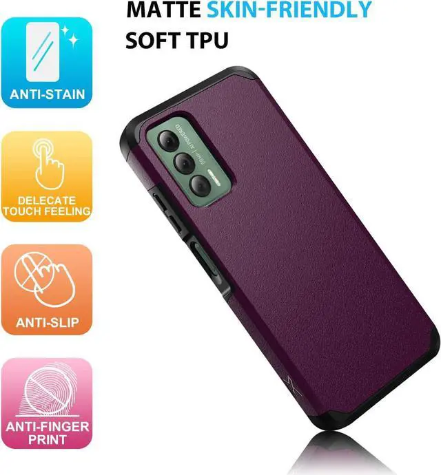 Alt view image 5 of 7 - TJS Compatible for Cricket Outlast Case, AT&T Jetmore Case, with Tempered Glass Screen Protector Dual Layer Hybrid Magnetic Support Shockproof Protection Cover Phone Case (Purple)