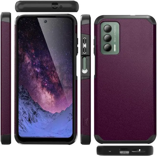 Alt view image 6 of 7 - TJS Compatible for Cricket Outlast Case, AT&T Jetmore Case, with Tempered Glass Screen Protector Dual Layer Hybrid Magnetic Support Shockproof Protection Cover Phone Case (Purple)