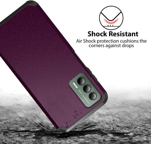Alt view image 3 of 7 - TJS Compatible for Cricket Outlast Case, AT&T Jetmore Case, with Tempered Glass Screen Protector Dual Layer Hybrid Magnetic Support Shockproof Protection Cover Phone Case (Purple)