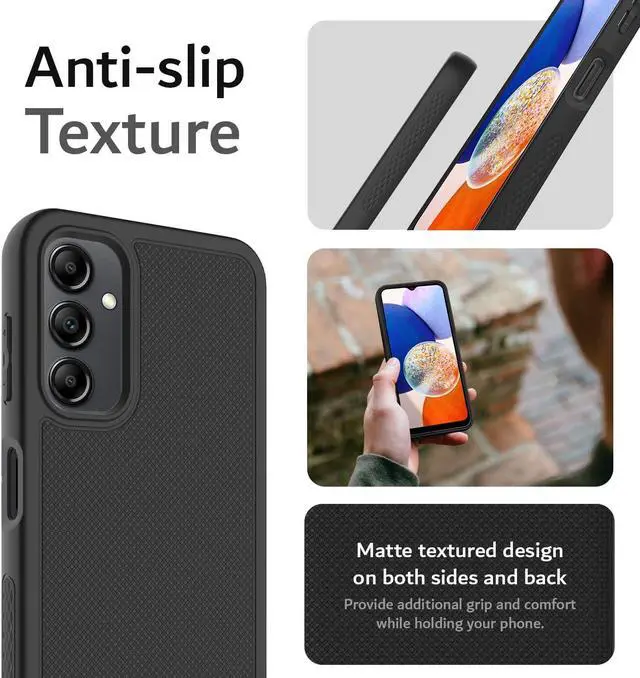 Alt view image 5 of 7 - TUDIA Ultra Slim Grip Designed for Galaxy A14 5G Bark Phone Case (2023), [LINNGRIP] Shockproof Thin Lightweight Grip Soft TPU Protective Case Cover for Teens & Kids - Matte Black