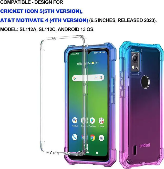 Alt view image 2 of 7 - Ailiber for AT&T Motivate 4 Case, Cricket Icon 5 Case with Screen Protector, 2 Layer Structure Protection, Shockproof Corner TPU Bumper, Slim Silicone Rugged Phone Cover for AT&T Motivate 4-Blue Pink