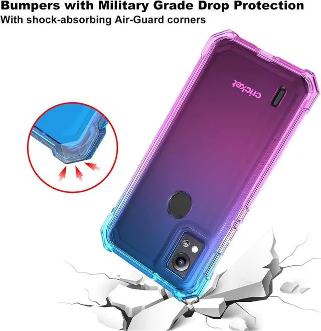 Alt view image 4 of 7 - Ailiber for AT&T Motivate 4 Case, Cricket Icon 5 Case with Screen Protector, 2 Layer Structure Protection, Shockproof Corner TPU Bumper, Slim Silicone Rugged Phone Cover for AT&T Motivate 4-Blue Pink