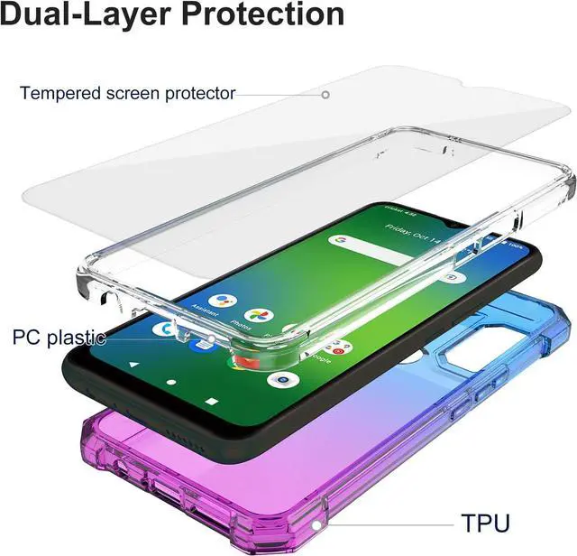 Alt view image 3 of 7 - Ailiber for AT&T Motivate 4 Case, Cricket Icon 5 Case with Screen Protector, 2 Layer Structure Protection, Shockproof Corner TPU Bumper, Slim Silicone Rugged Phone Cover for AT&T Motivate 4-Blue Pink