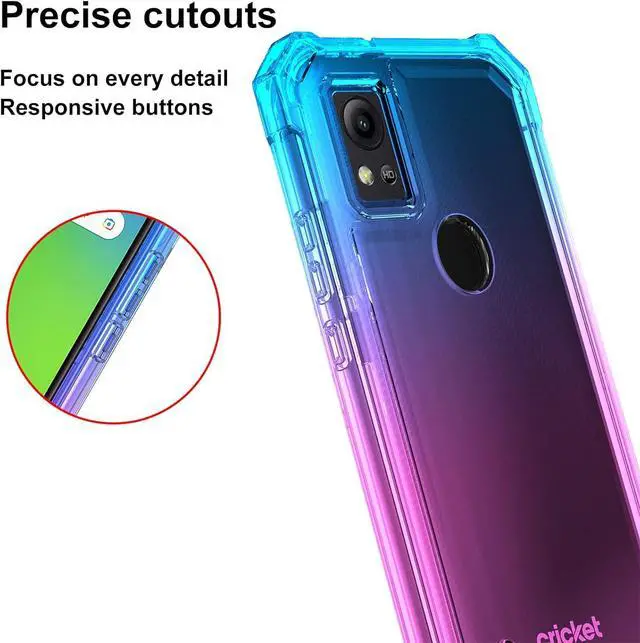 Alt view image 5 of 7 - Ailiber for AT&T Motivate 4 Case, Cricket Icon 5 Case with Screen Protector, 2 Layer Structure Protection, Shockproof Corner TPU Bumper, Slim Silicone Rugged Phone Cover for AT&T Motivate 4-Blue Pink