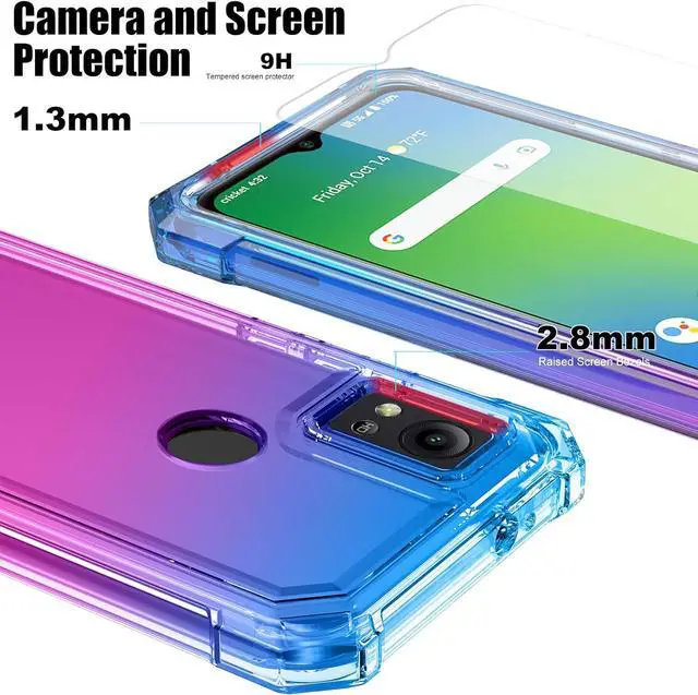 Alt view image 6 of 7 - Ailiber for AT&T Motivate 4 Case, Cricket Icon 5 Case with Screen Protector, 2 Layer Structure Protection, Shockproof Corner TPU Bumper, Slim Silicone Rugged Phone Cover for AT&T Motivate 4-Blue Pink