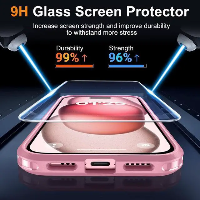 Alt view image 3 of 7 - Oterkin Magnetic for iPhone 15 Case Compatible with MagSafe,[Support Magnetic Charging][10FT Military Grade Shockproof] iPhone 15 Phone Case with 2 Tempered Glass Screen Protectors (BOX-Pink)