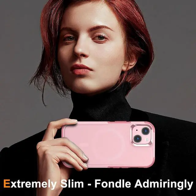 Alt view image 6 of 7 - Oterkin Magnetic for iPhone 15 Case Compatible with MagSafe,[Support Magnetic Charging][10FT Military Grade Shockproof] iPhone 15 Phone Case with 2 Tempered Glass Screen Protectors (BOX-Pink)