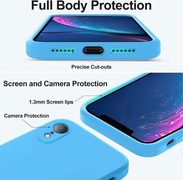 Alt view image 4 of 7 - Compatible with iPhone XR Case, Upgraded Liquid Silicone with [Square Edges] [Camera Protection] [Soft Anti-Scratch Microfiber Lining] Phone Case for iPhone 10 XR 6.1 inch - Blue