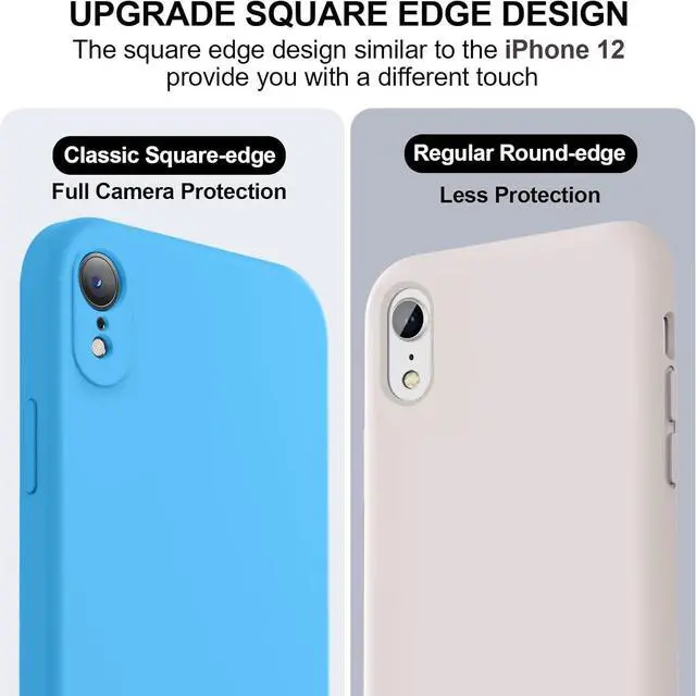 Alt view image 3 of 7 - Compatible with iPhone XR Case, Upgraded Liquid Silicone with [Square Edges] [Camera Protection] [Soft Anti-Scratch Microfiber Lining] Phone Case for iPhone 10 XR 6.1 inch - Blue