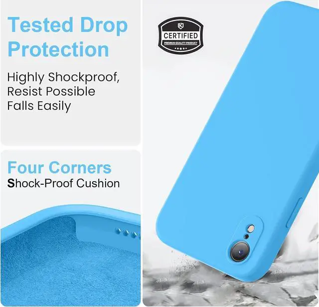 Alt view image 5 of 7 - Compatible with iPhone XR Case, Upgraded Liquid Silicone with [Square Edges] [Camera Protection] [Soft Anti-Scratch Microfiber Lining] Phone Case for iPhone 10 XR 6.1 inch - Blue