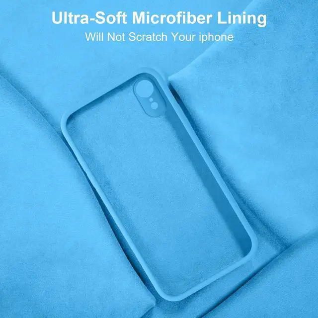 Alt view image 6 of 7 - Compatible with iPhone XR Case, Upgraded Liquid Silicone with [Square Edges] [Camera Protection] [Soft Anti-Scratch Microfiber Lining] Phone Case for iPhone 10 XR 6.1 inch - Blue