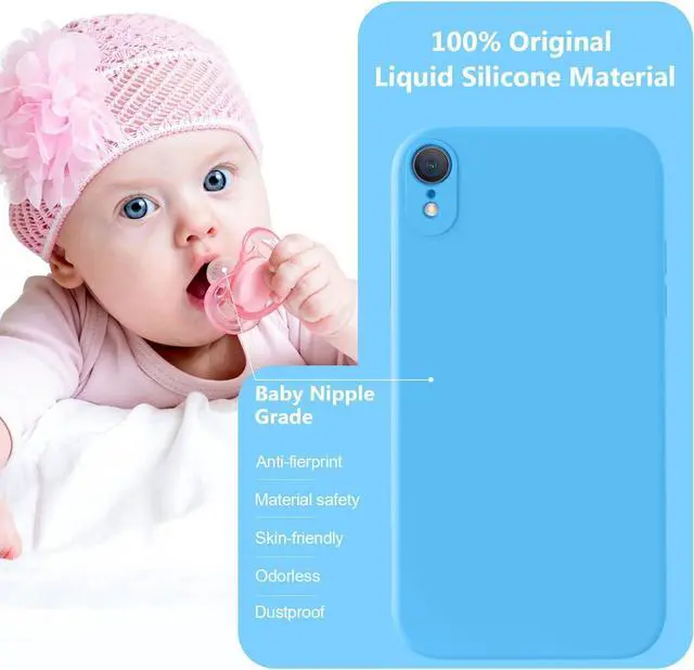 Alt view image 7 of 7 - Compatible with iPhone XR Case, Upgraded Liquid Silicone with [Square Edges] [Camera Protection] [Soft Anti-Scratch Microfiber Lining] Phone Case for iPhone 10 XR 6.1 inch - Blue