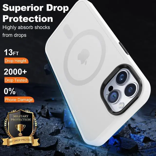 Alt view image 4 of 7 - Magnetic for iPhone 12 Pro Max Case [Compatible with Magsafe] [Screen Protector+Camera Lens Protector] Aluminum Alloy Keys Slim Translucent Matte Phone Case iPhone 12 Pro Max - Frosted White