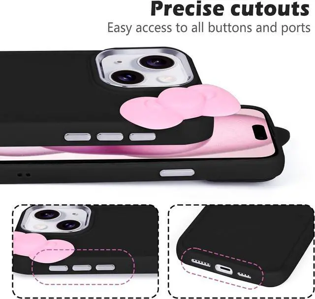 Alt view image 4 of 7 - Compatible with iPhone 11 Case, Cute 3D Bowknot Design Soft Silicone Shockproof Cover for iPhone 11 6.1" 2019 Black