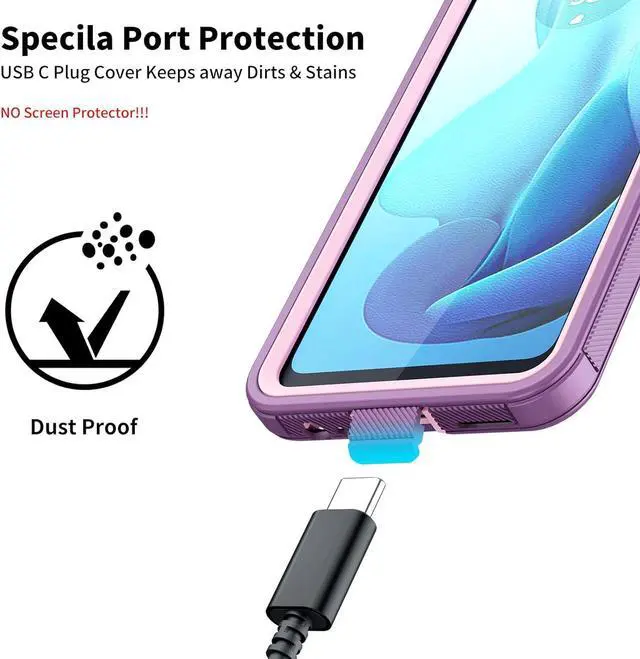 Alt view image 3 of 7 - Jiunai for Moto G 5G 2024 Case, 2 in 1 Dual Layer Heavy Duty Port Protection Shockproof Protective Cover Tough Dust Proof Rugged Cover Cell Phone Case for Motorola Moto G 5G 2024 6.6 Display, Purple