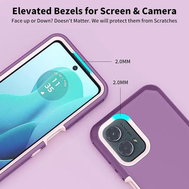 Alt view image 5 of 7 - Jiunai for Moto G 5G 2024 Case, 2 in 1 Dual Layer Heavy Duty Port Protection Shockproof Protective Cover Tough Dust Proof Rugged Cover Cell Phone Case for Motorola Moto G 5G 2024 6.6 Display, Purple