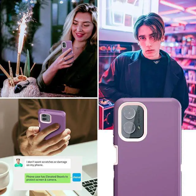 Alt view image 6 of 7 - Jiunai for Moto G 5G 2024 Case, 2 in 1 Dual Layer Heavy Duty Port Protection Shockproof Protective Cover Tough Dust Proof Rugged Cover Cell Phone Case for Motorola Moto G 5G 2024 6.6 Display, Purple